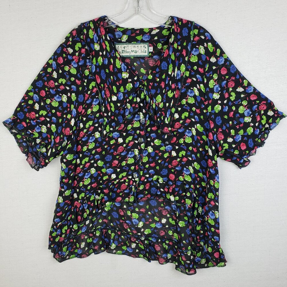 Authentic Nothing Matches Blouse Top Art-to-Wear Abstract Print Colorful sz L/XL